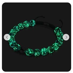 Silver and Blue Glow-in-the-Dark Bracelet with Luminescent Beads